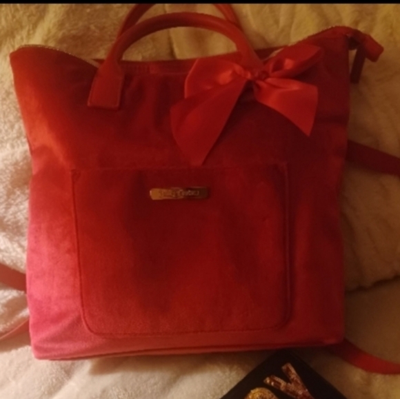 JUICY COUTURE Hot Pink Velvet 2-way Backpack Purse - Picture 4 of 6